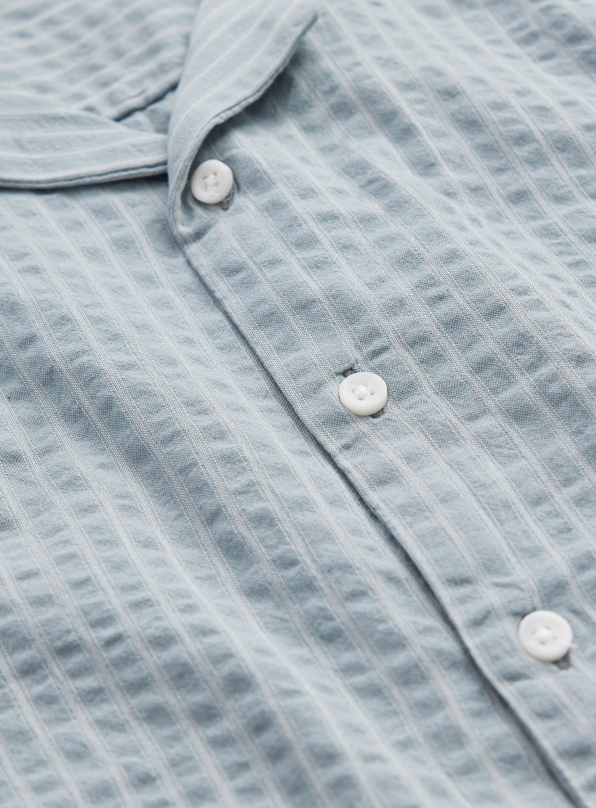 Light Blue Stripe Print Seersucker Revere Neck Shirt XXXL - Image 4 thumbnail